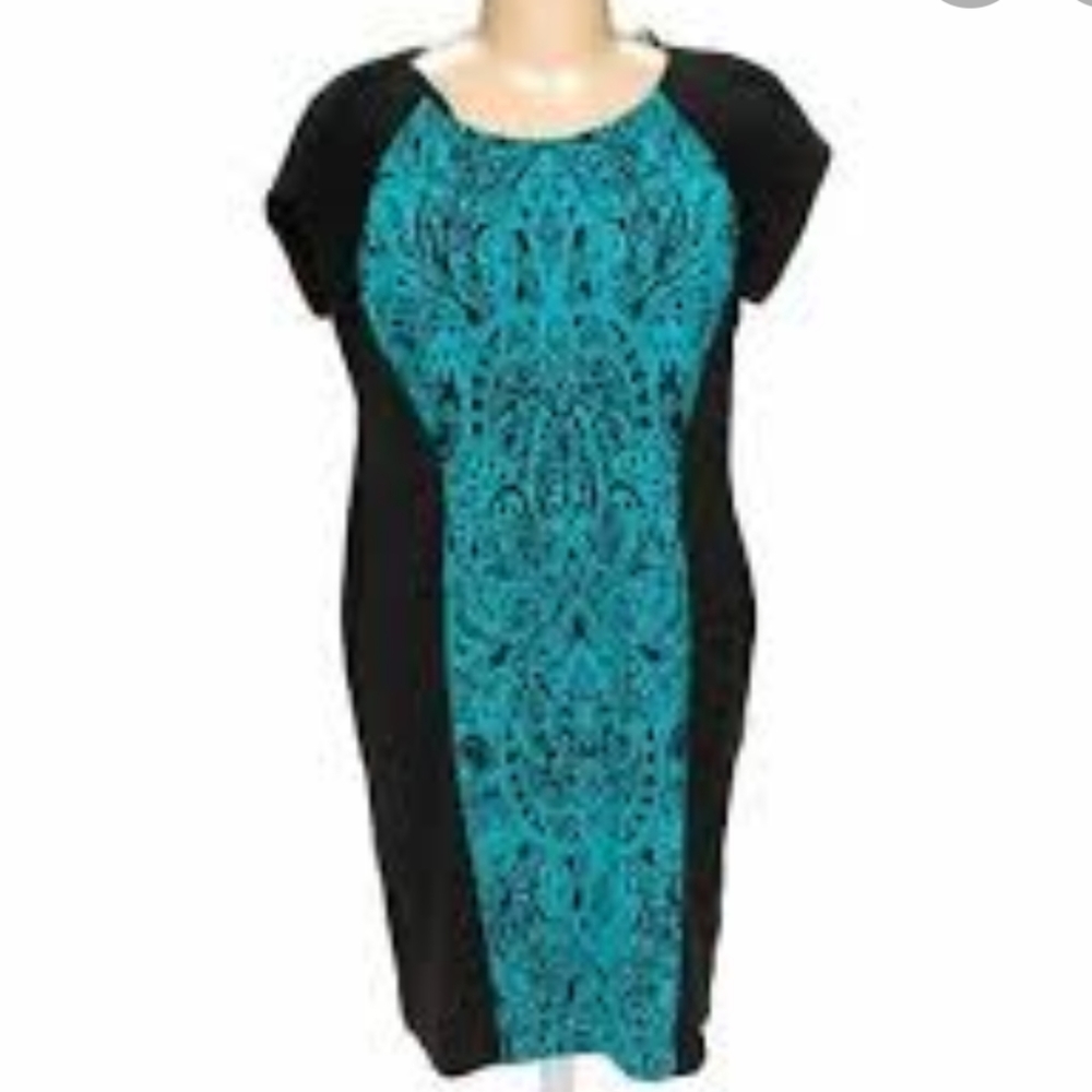 Black / real embroidered midi dress